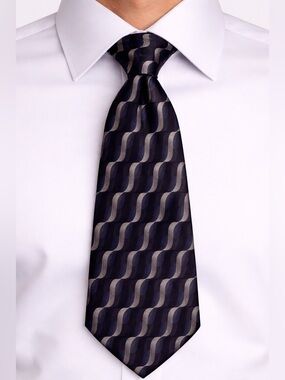 Joseph Feiss Tie Mens Silk Necktie Lavender Blue Gray Black Geometric 59 inch